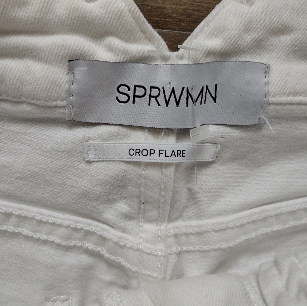 SPRWMN Billie Crop Flare Jeans White New With Defects - Picture 3 of 16